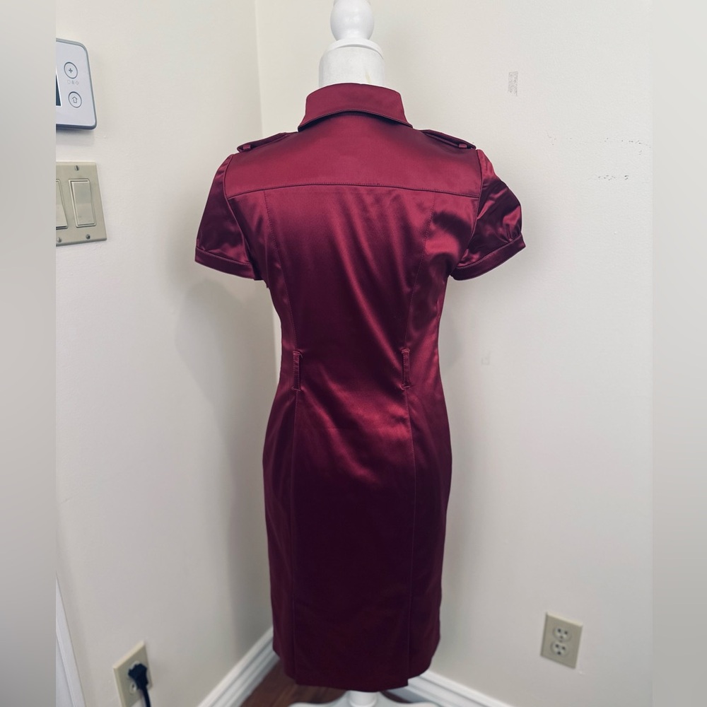 Burberry Burgundy Satin Midi Dress - Picture 7 of 15